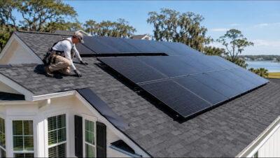 Solar panels being installed