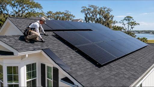 Solar panels being installed